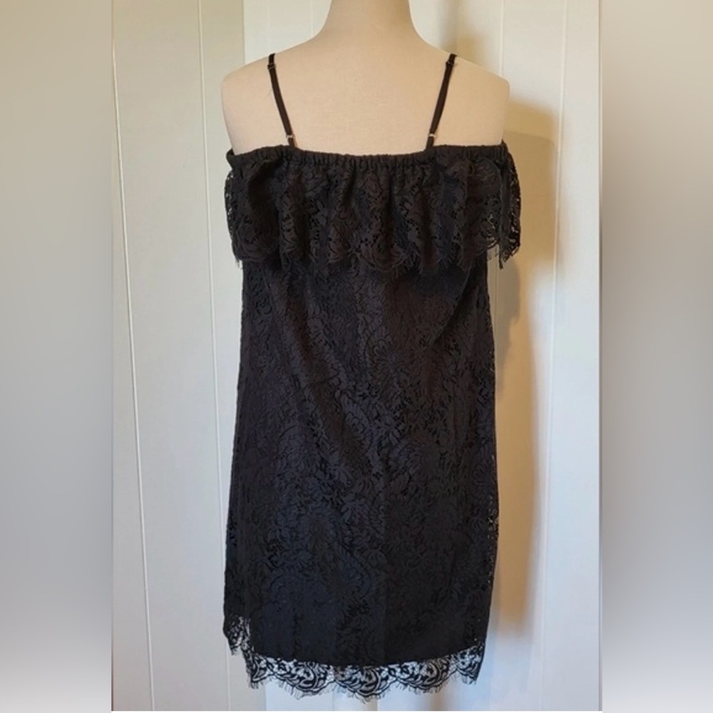Madewell Black Lace Off-The-Shoulder Mini Dress - Size 00 - Picture 8 of 9